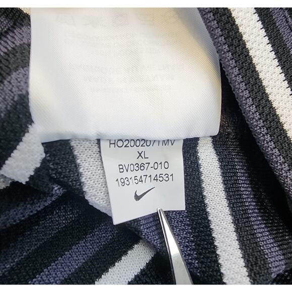 Nike Shirt Mens XL Black Gray Striped Polo Dri-Fit Standard Short Sleeve Logo - Picture 14 of 14